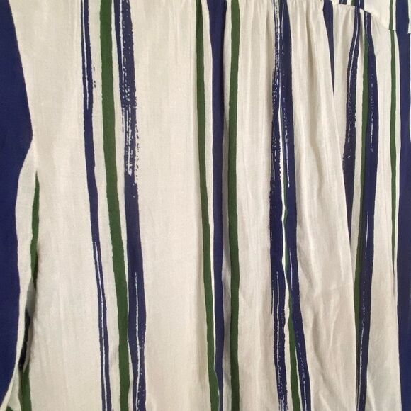 Maeve retro Blue and Green Button Down Blouse - Picture 7 of 9